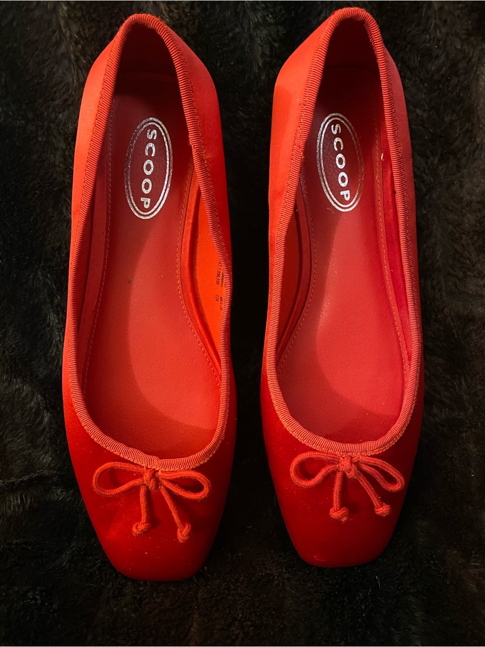 Scoop Red Satin Ballet Flats with Bow - Size 11 - NWOT!